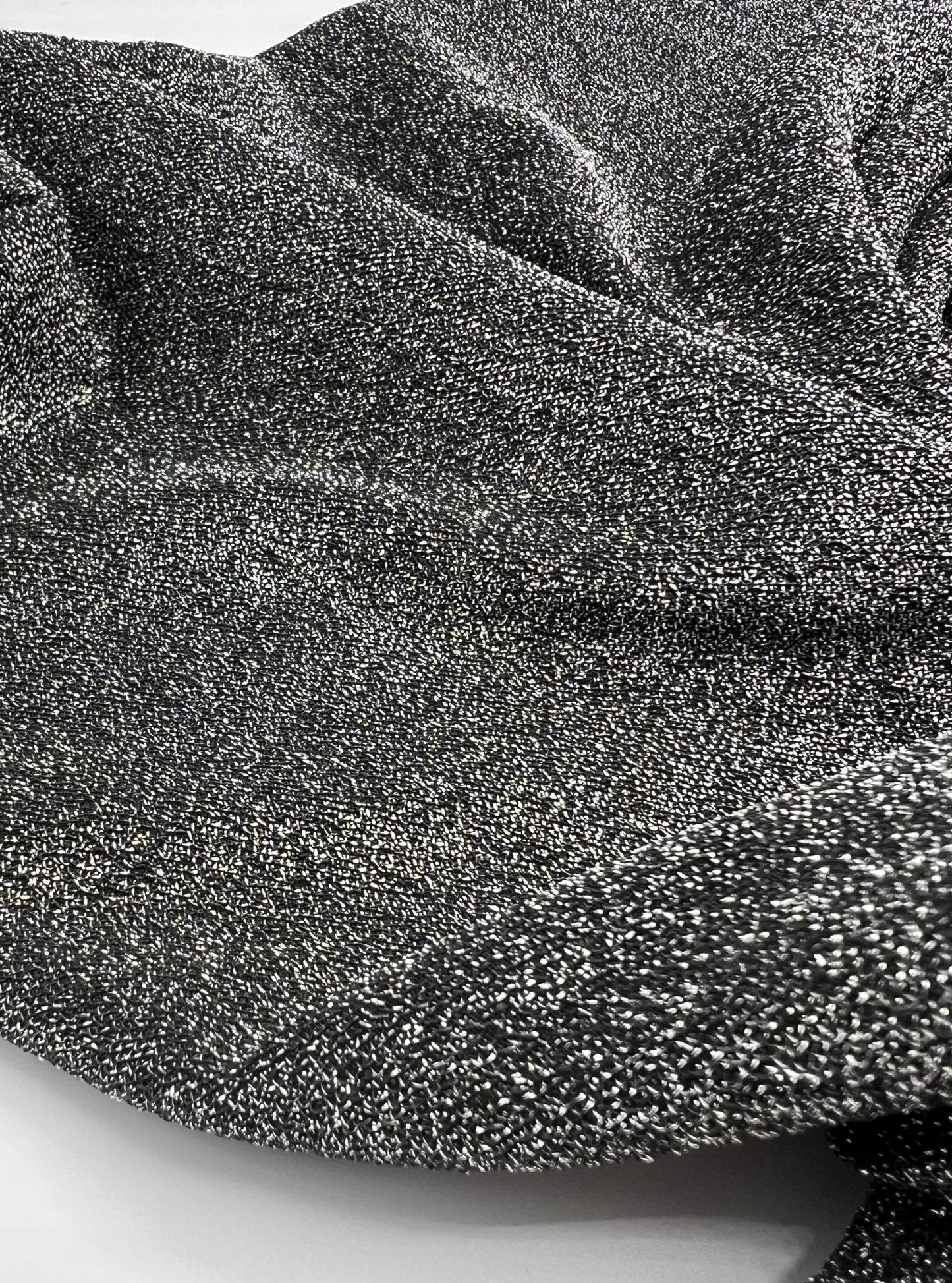 All Over Silver Thread Detail Lurex Sparkle Metallic Stretch Knit Fabric