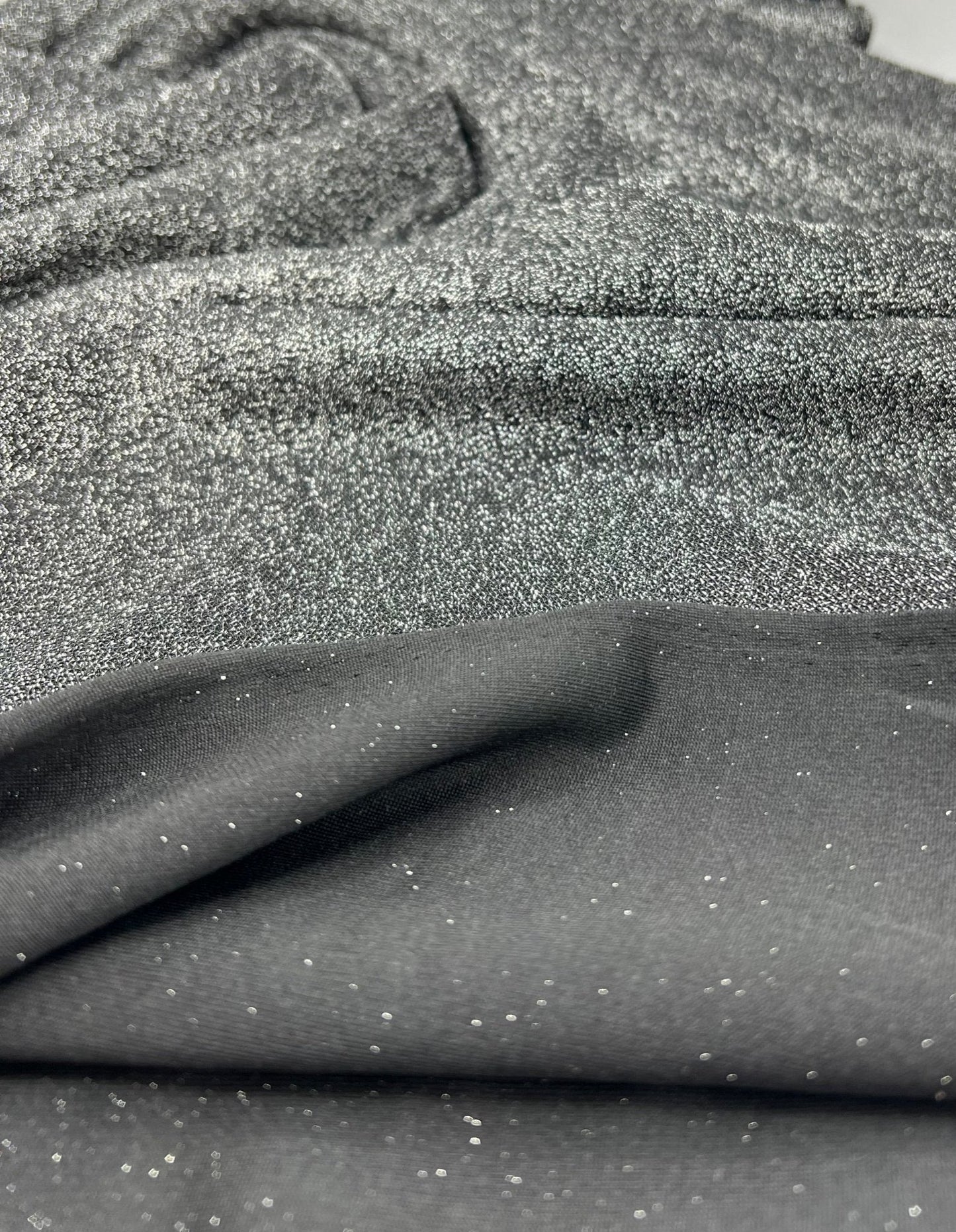All Over Silver Thread Detail Lurex Sparkle Metallic Stretch Knit Fabric