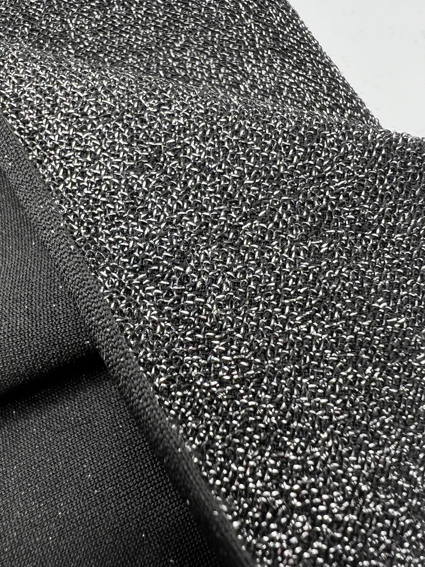 All Over Silver Thread Detail Lurex Sparkle Metallic Stretch Knit Fabric