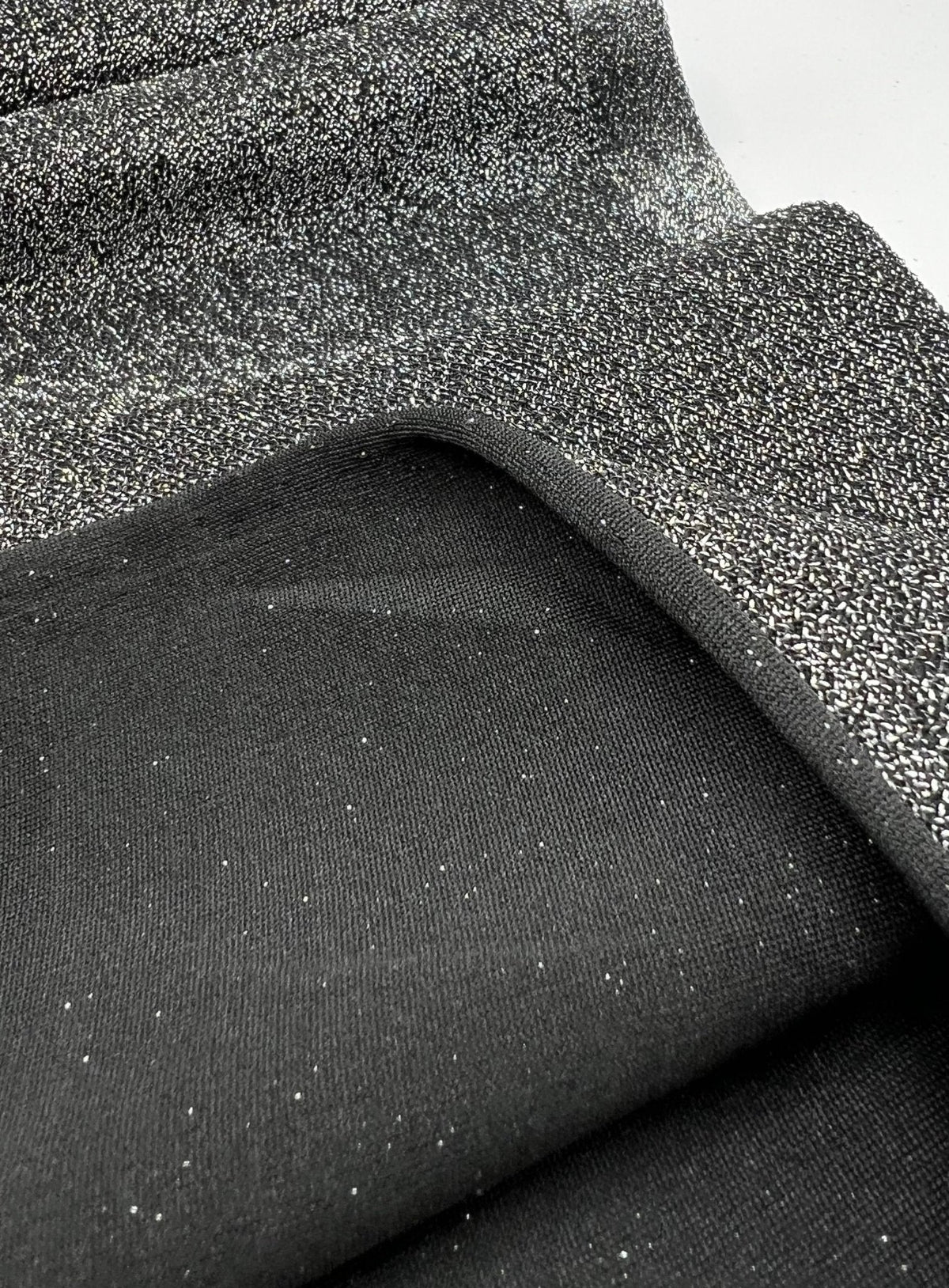 All Over Silver Thread Detail Lurex Sparkle Metallic Stretch Knit Fabric