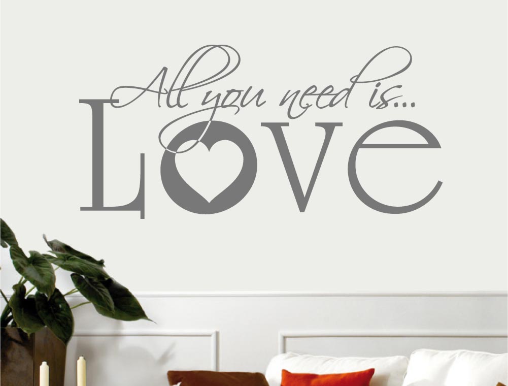 All You Need Is Love Wall Sticker Quote – Romantic Vinyl Wall Decal