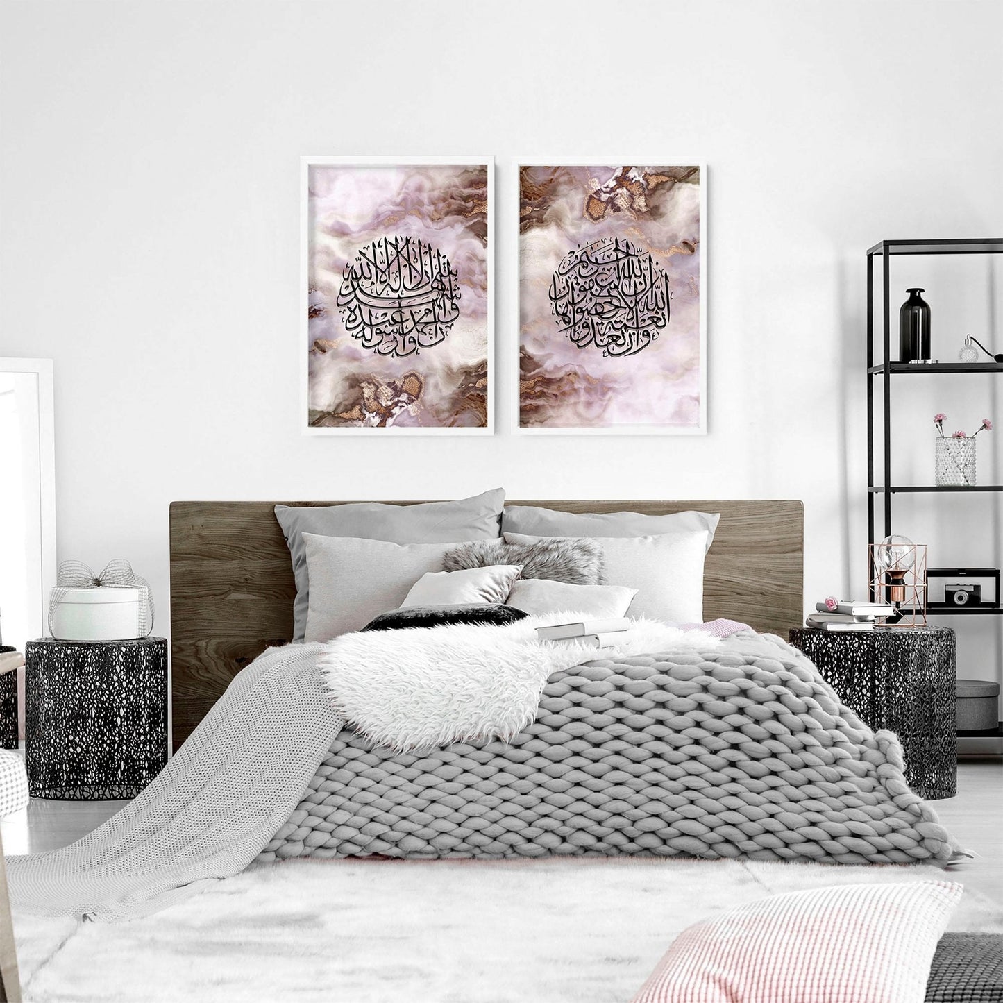 Allahu Akbar in Arabic prints for bedroom | set of 2 wall art prints