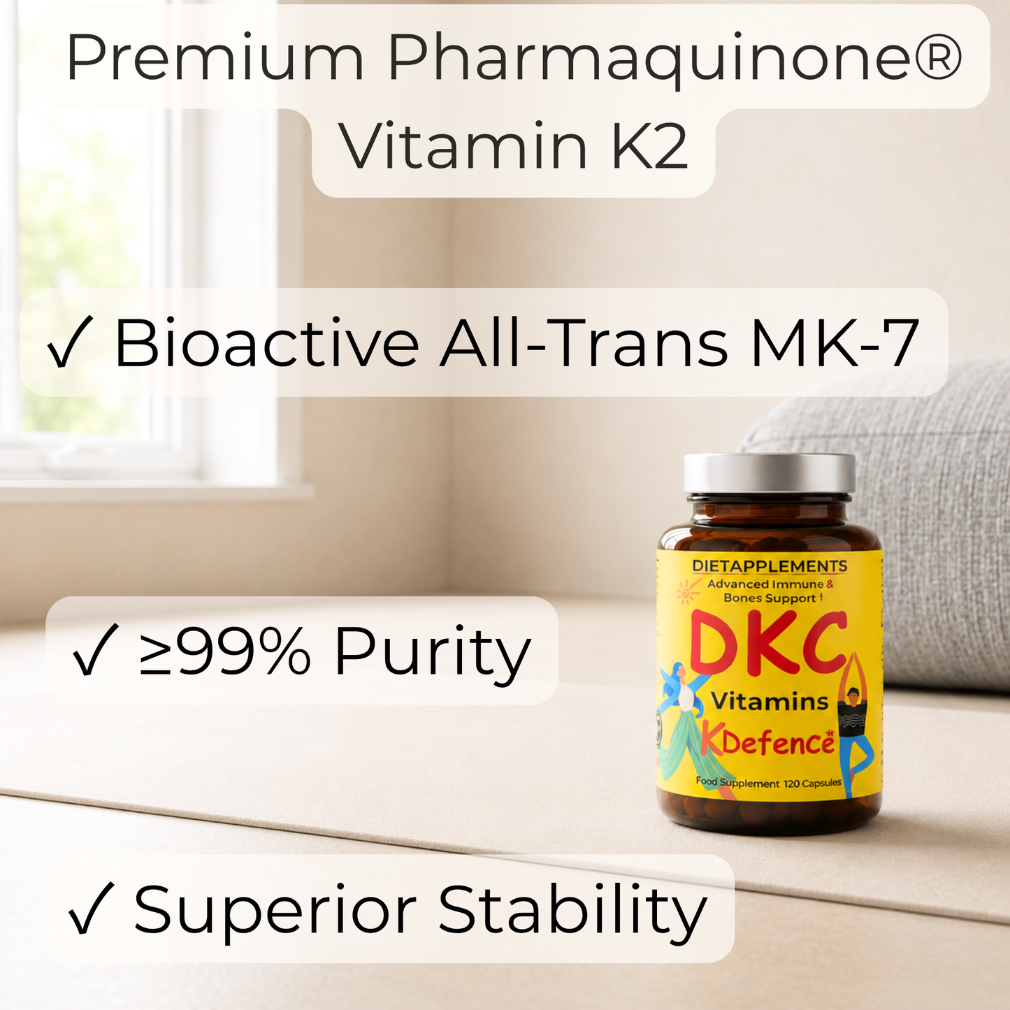 Vitamin D3, Vitamin K2 & Vitamin C for the Immune System & Bones