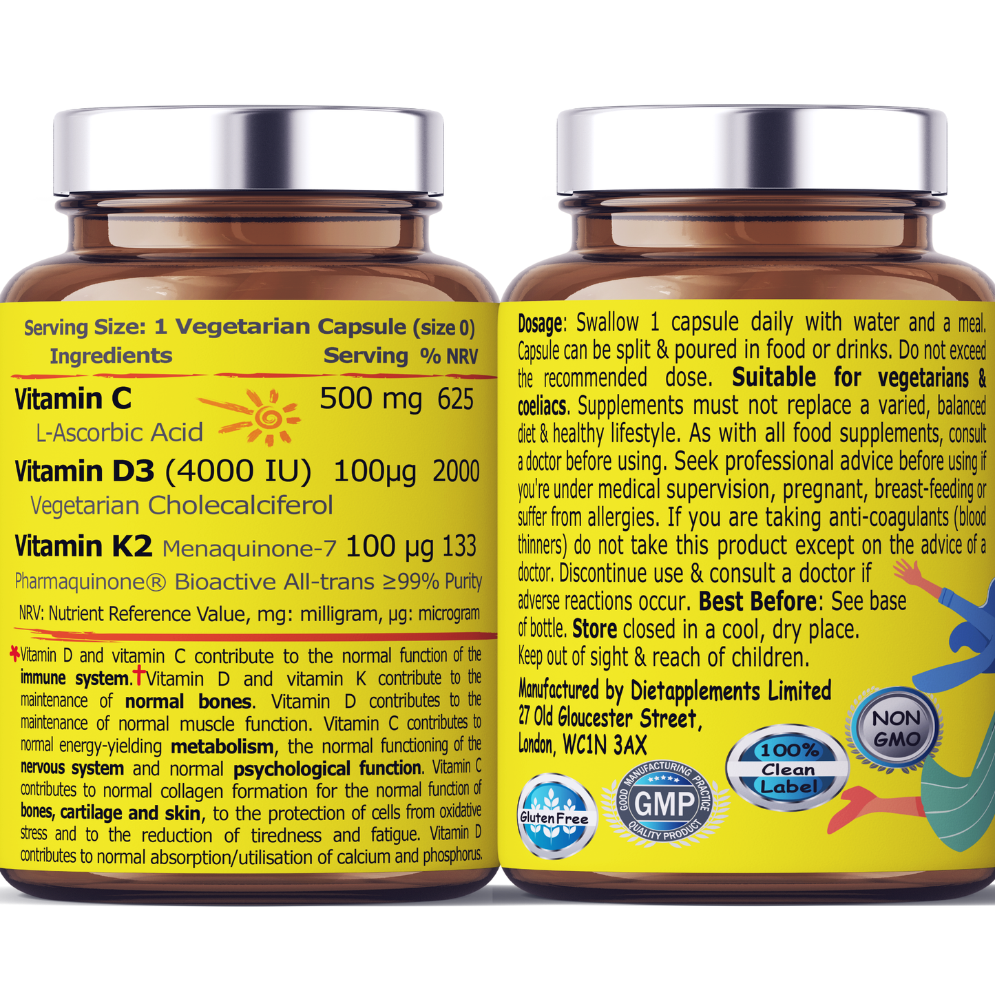 Vitamin D3, Vitamin K2 & Vitamin C for the Immune System & Bones