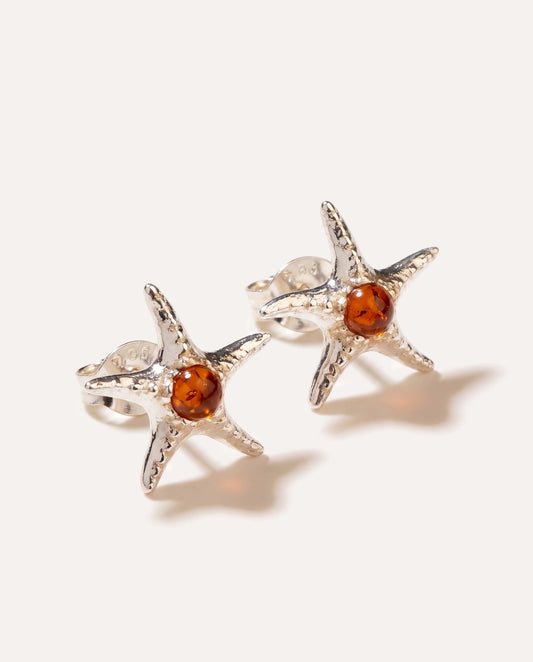 Amber Starfish Stud Earrings