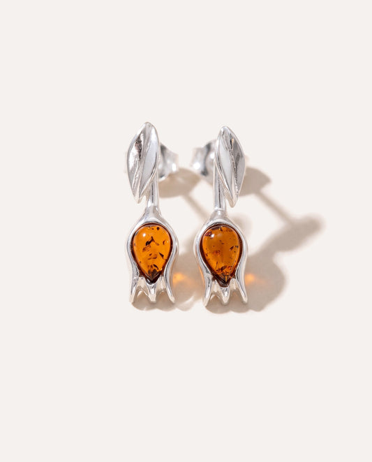 Amber Tulip Stud Earrings