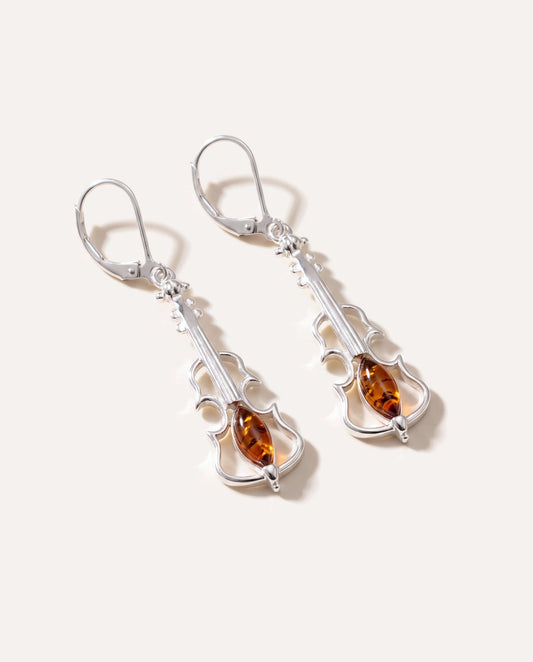 Amber Violin Dangle Earrings