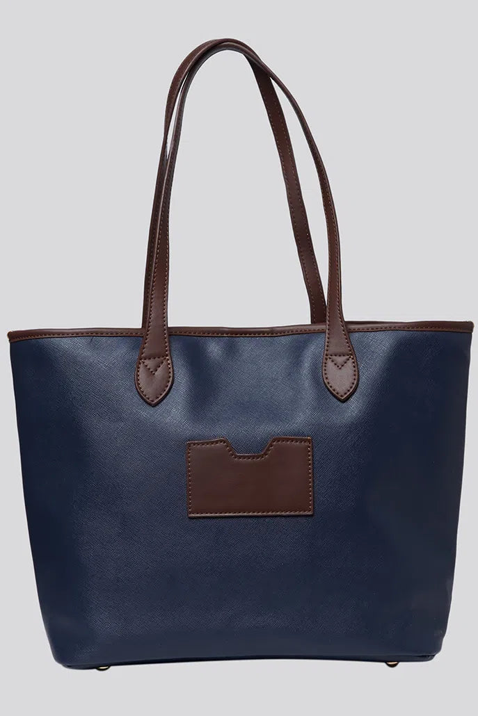 Amelia Contrast Strap Tote Bag - Navy