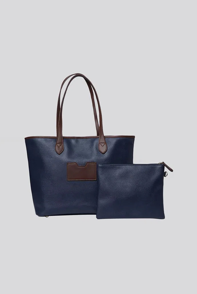Amelia Contrast Strap Tote Bag - Navy