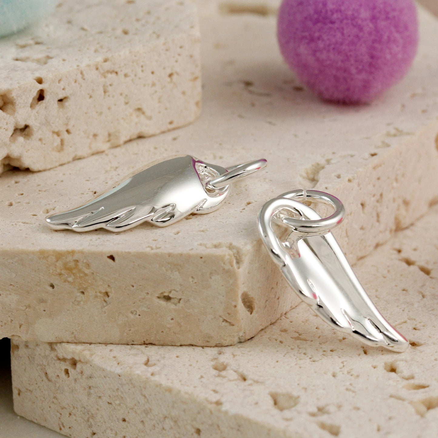 Angel Wing Silver Charm