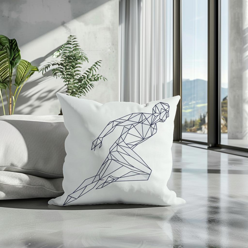 Geometric Human Silhouette Cotton Cushion