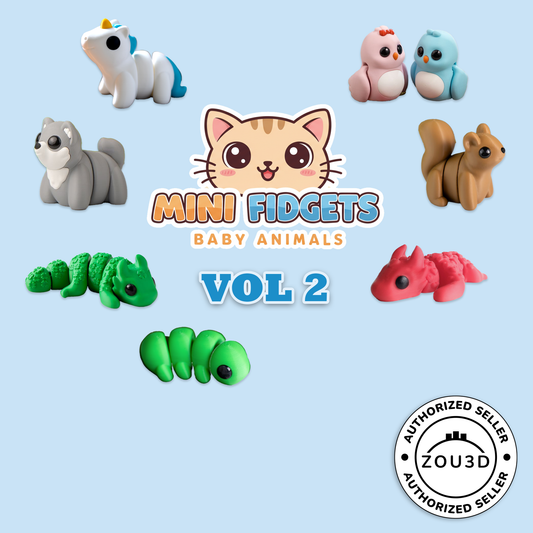 Mini Fidget Animals Vol 2 – 3D Printed Articulated Collectibles & Keyrings