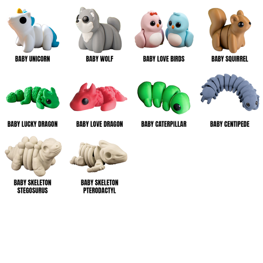 Mini Fidget Animals Vol 2 – 3D Printed Articulated Collectibles & Keyrings