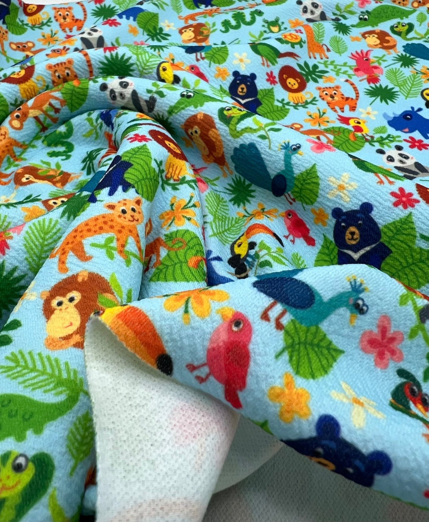 Animal Baby Blue Print Liverpool Bullet Stretch Fabric