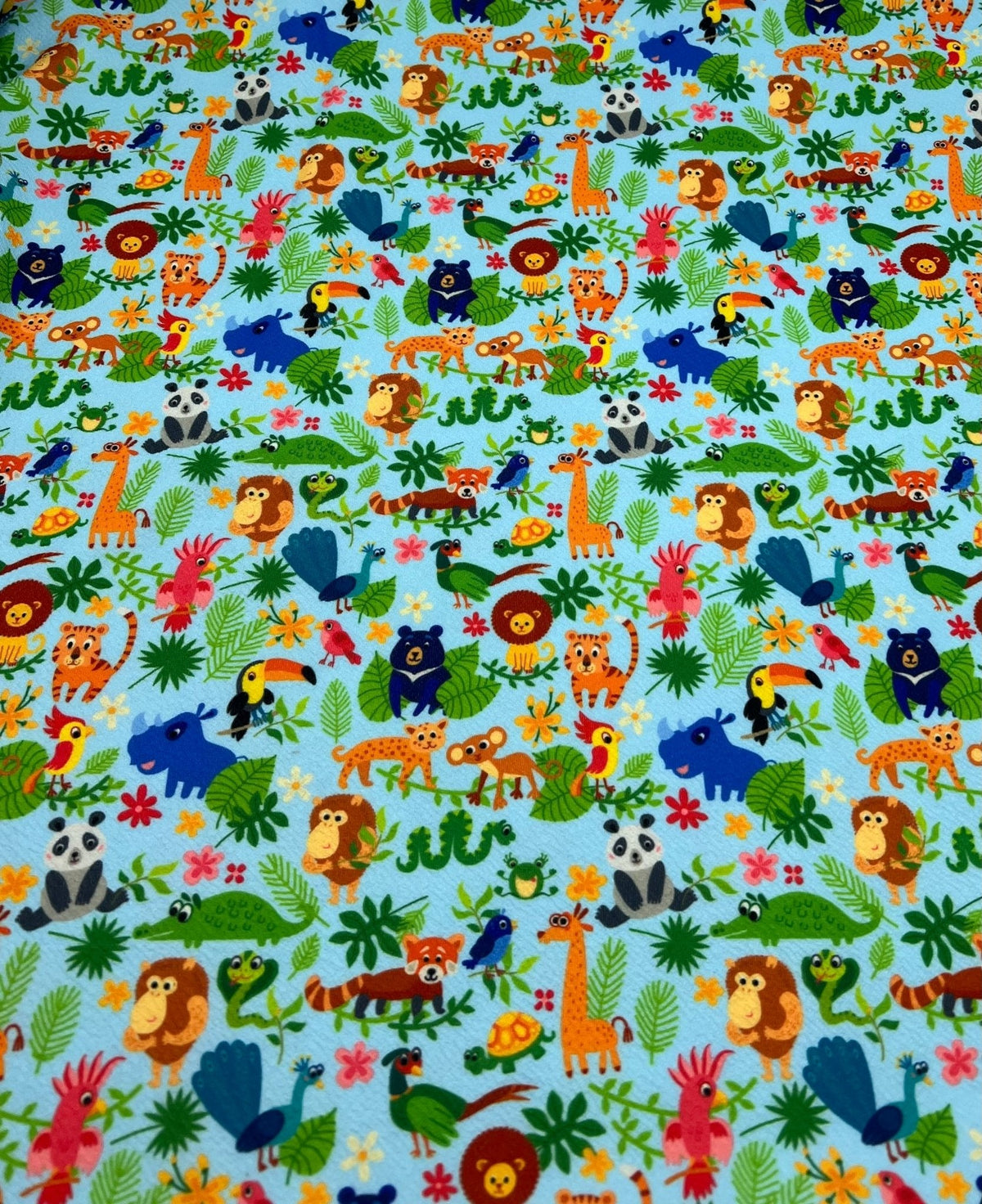 Animal Baby Blue Print Liverpool Bullet Stretch Fabric