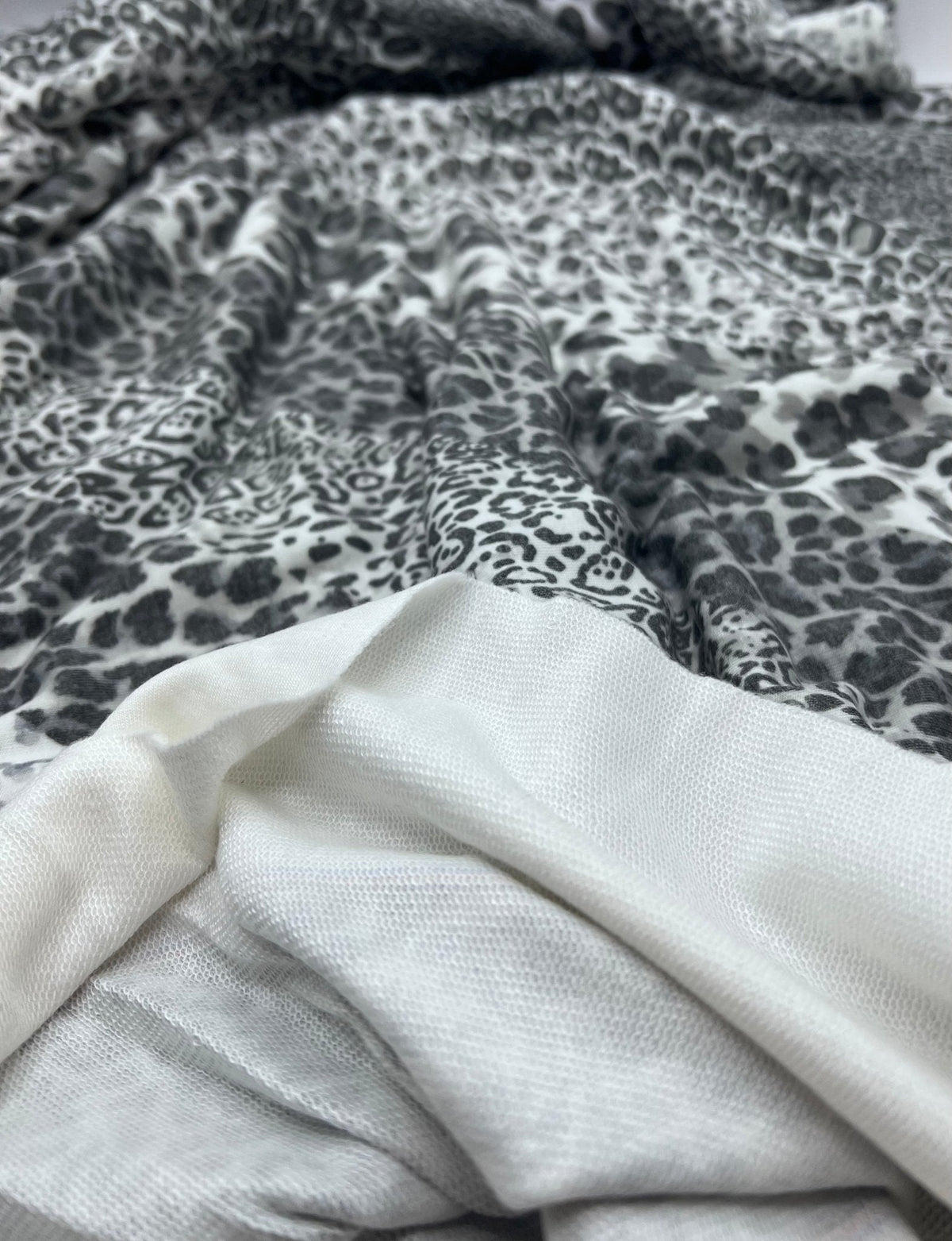 Grey Mixed Animal Stripe French Terry Loopback Fabric