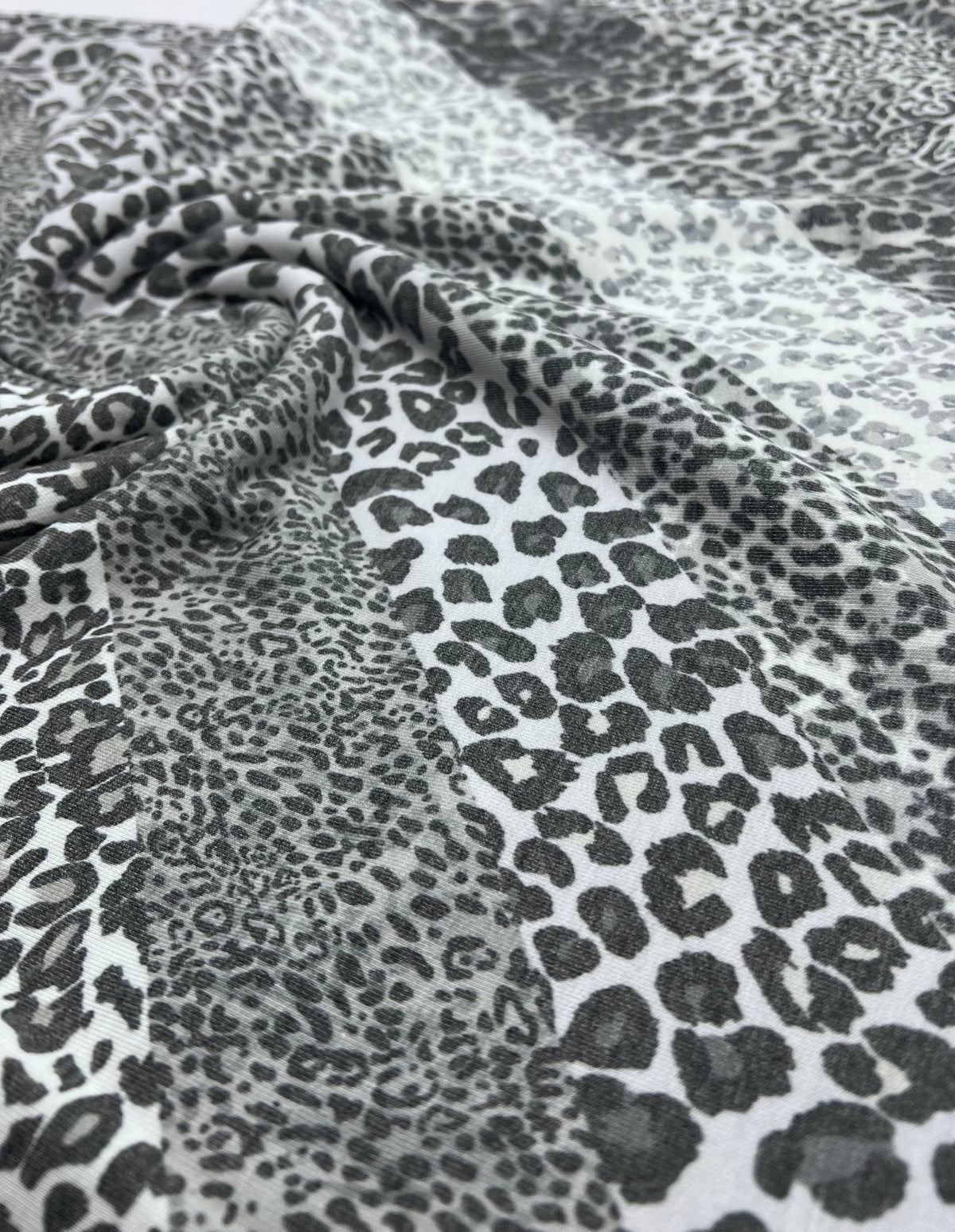 Grey Mixed Animal Stripe French Terry Loopback Fabric