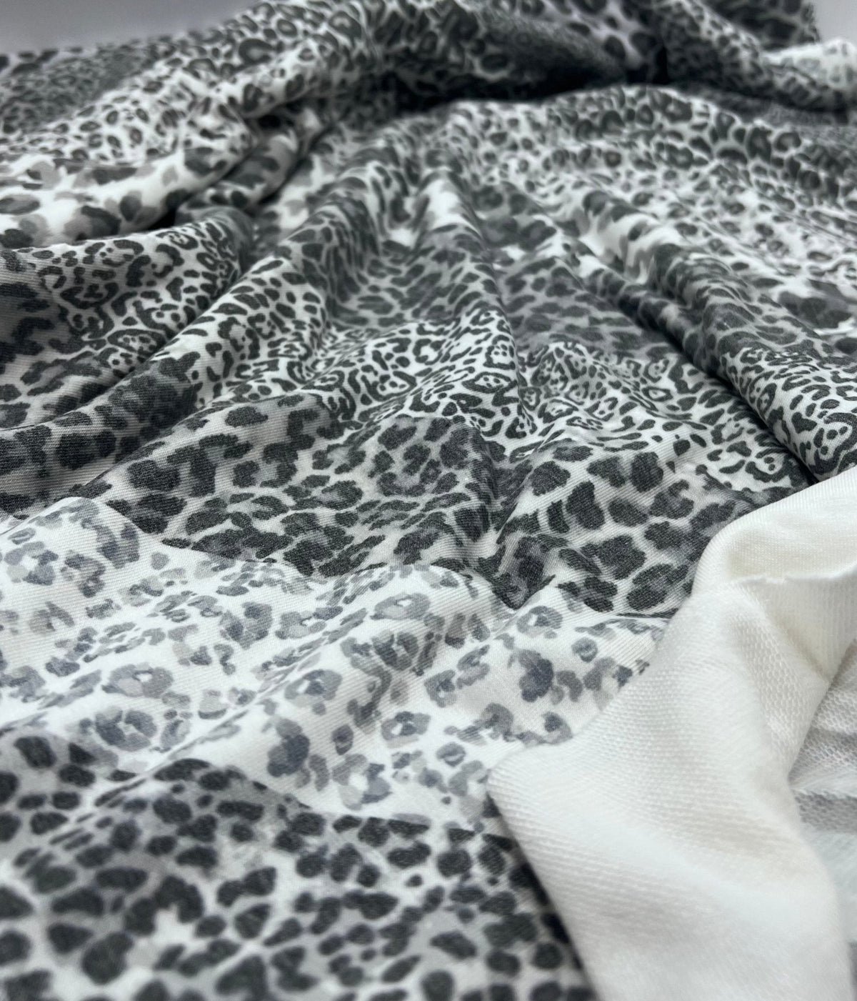 Grey Mixed Animal Stripe French Terry Loopback Fabric
