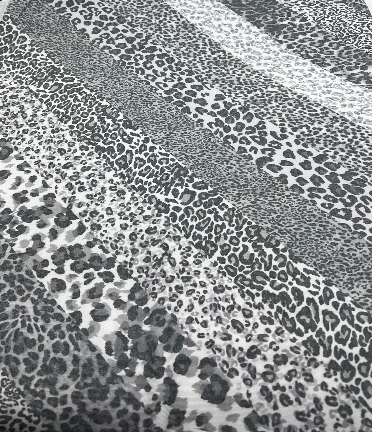 Grey Mixed Animal Stripe French Terry Loopback Fabric