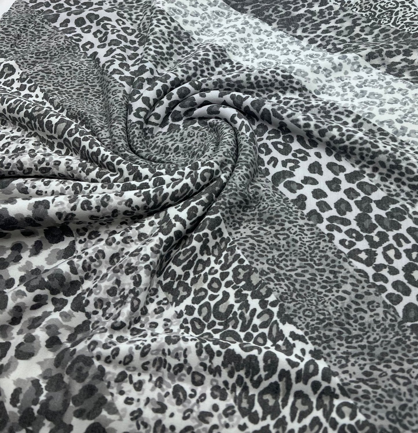 Grey Mixed Animal Stripe French Terry Loopback Fabric