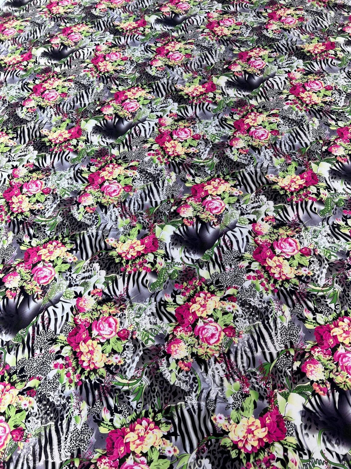 Animal Floral Mix Print Soft Touch 4 Way Stretch Fabric