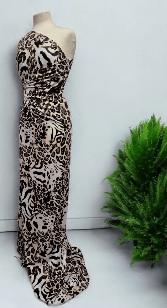 Animal Mix  Spun Poly Stretch Fabric