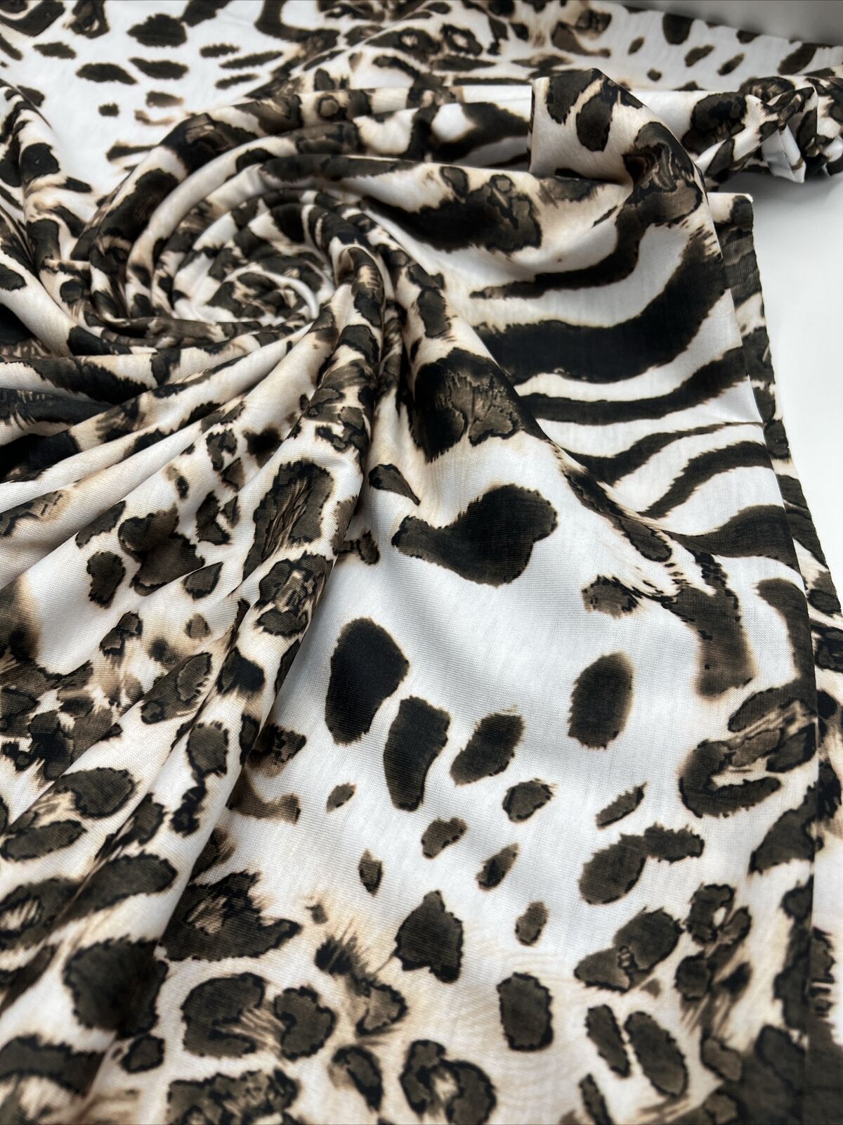 Animal Mix  Spun Poly Stretch Fabric