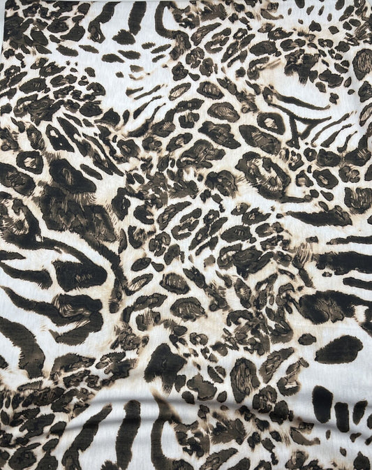 Animal Mix  Spun Poly Stretch Fabric
