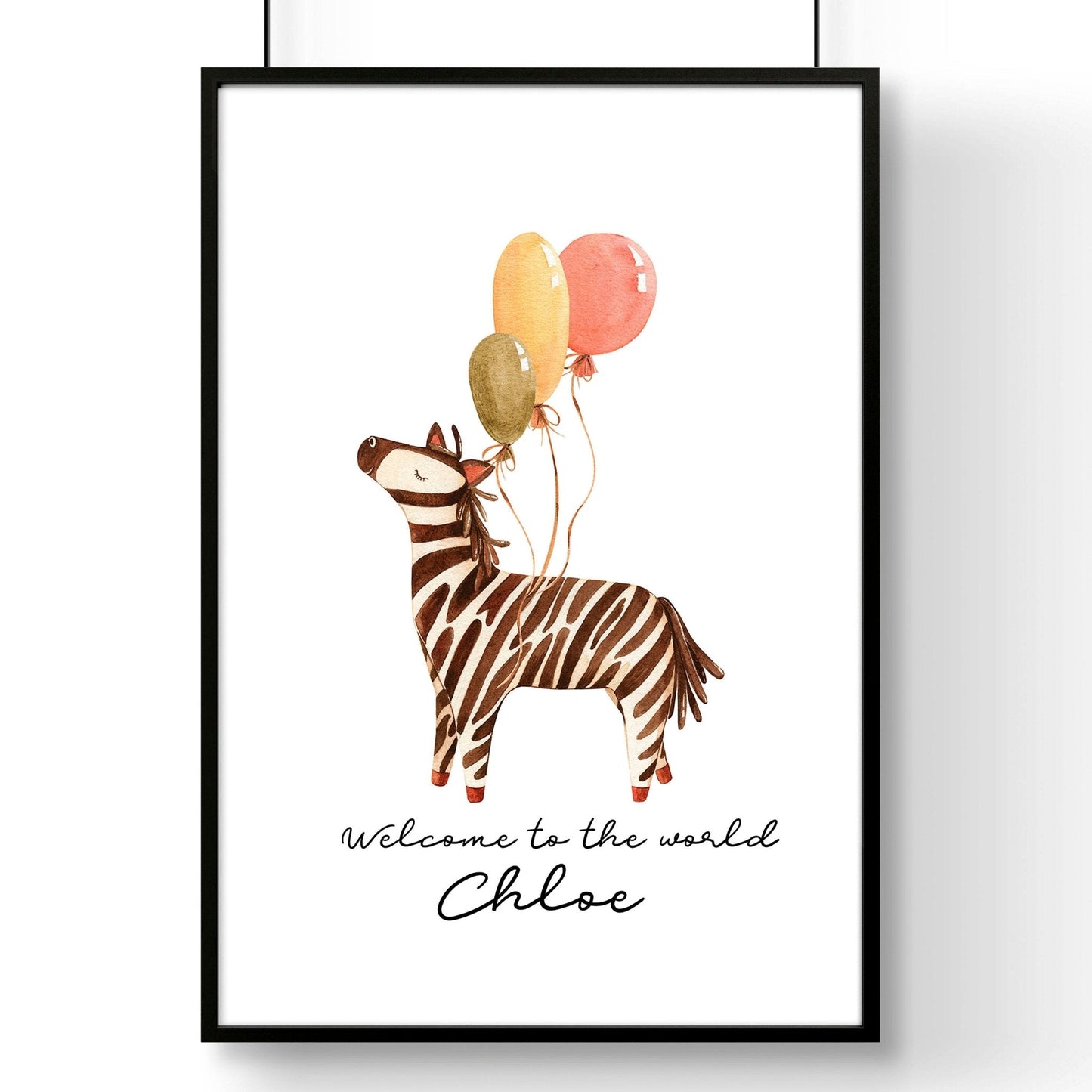 Animal theme for nursery decor Zebra wall art print