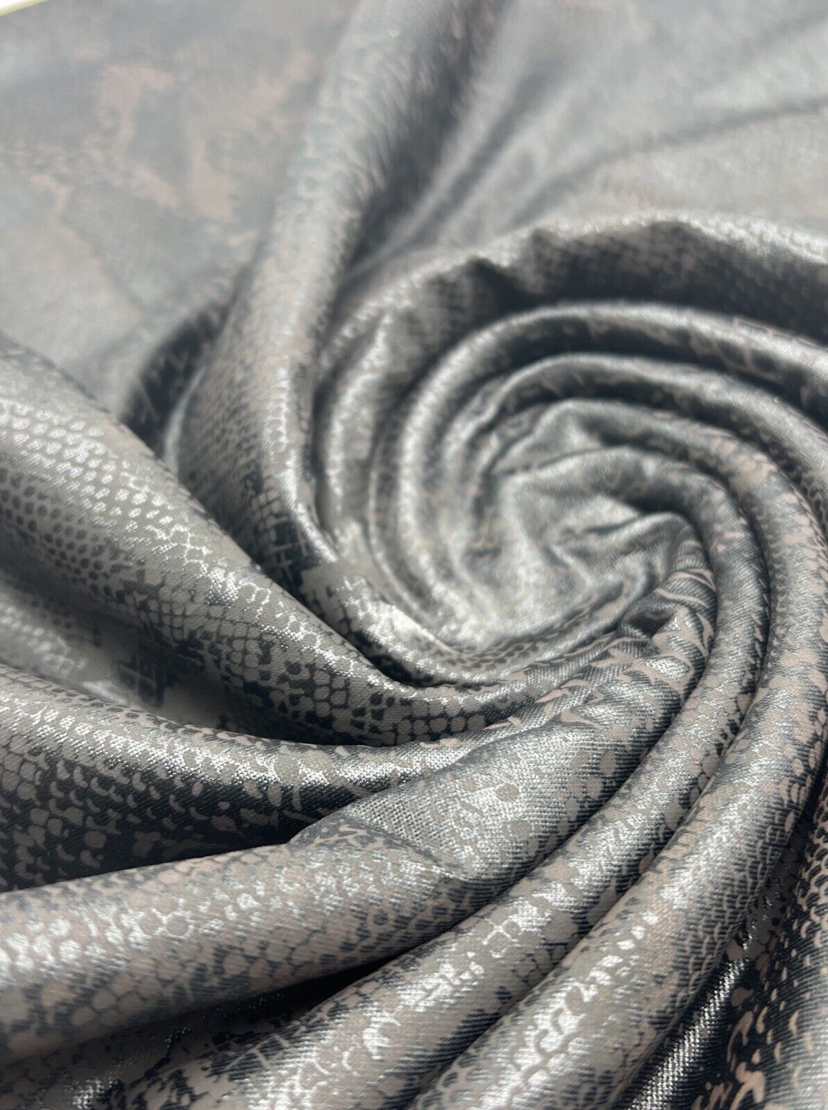 Animal Wet Look/ Leather Look Black Cupro Stretch Fabric
