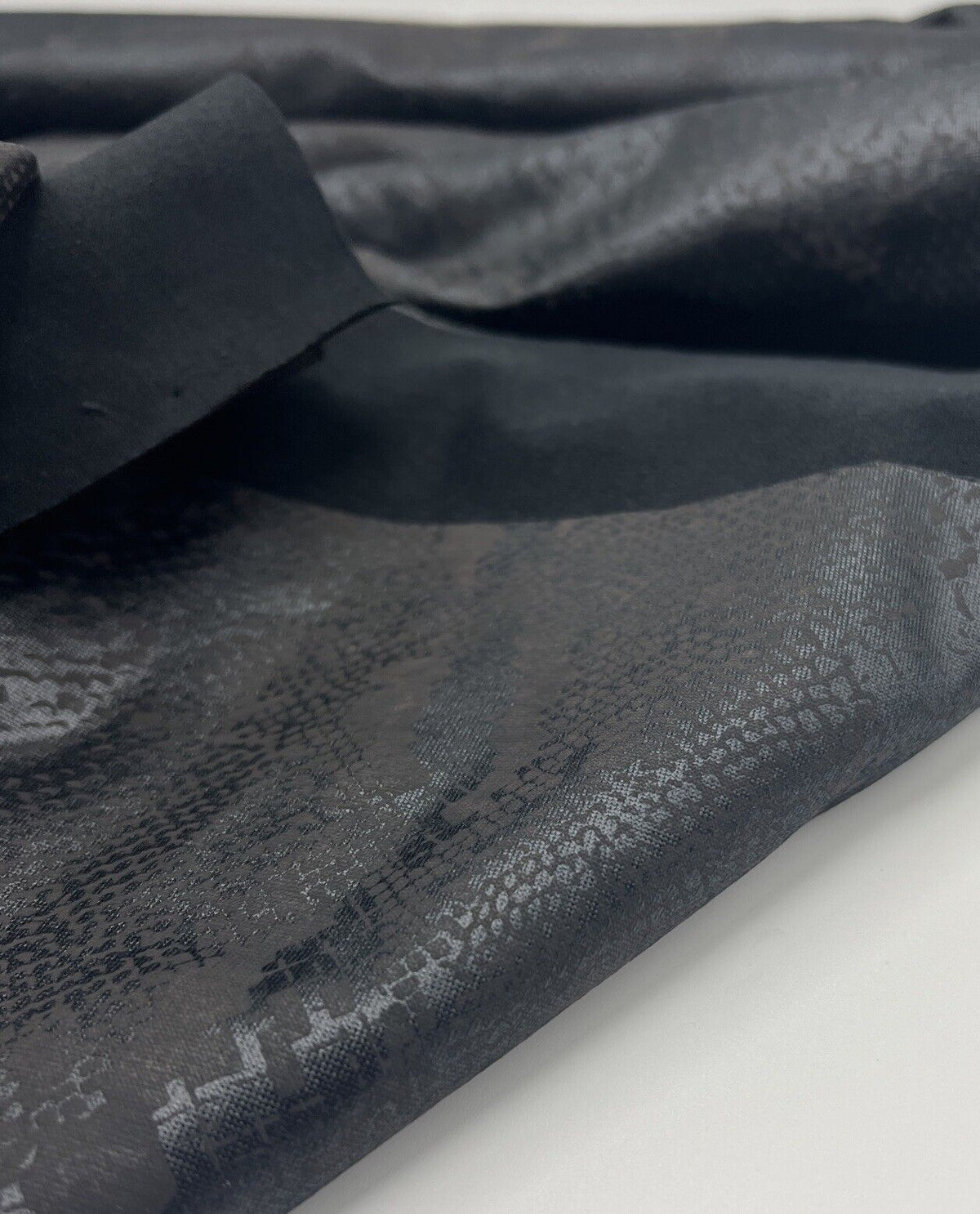 Animal Wet Look/ Leather Look Black Cupro Stretch Fabric