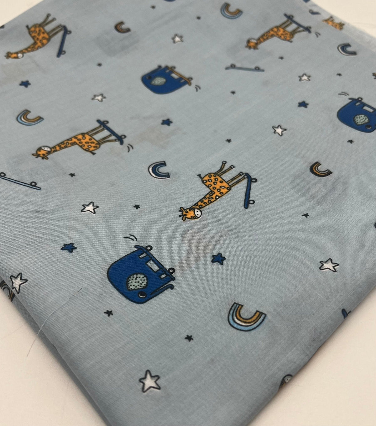 Animals Scoot Baby Blue Printed Polycotton 90 GSM 80/20 44 Inch Non Stretch