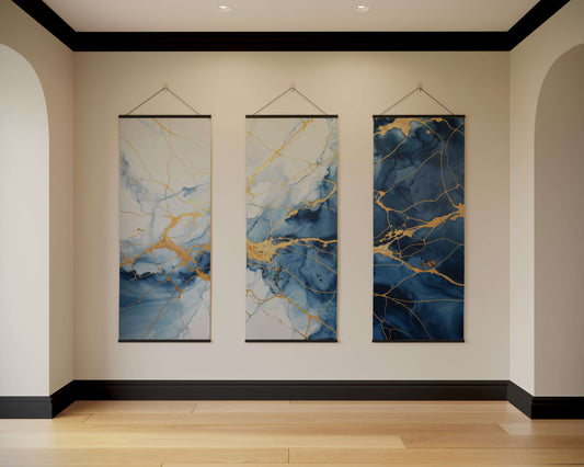 Blue Kintsugi Tapestry