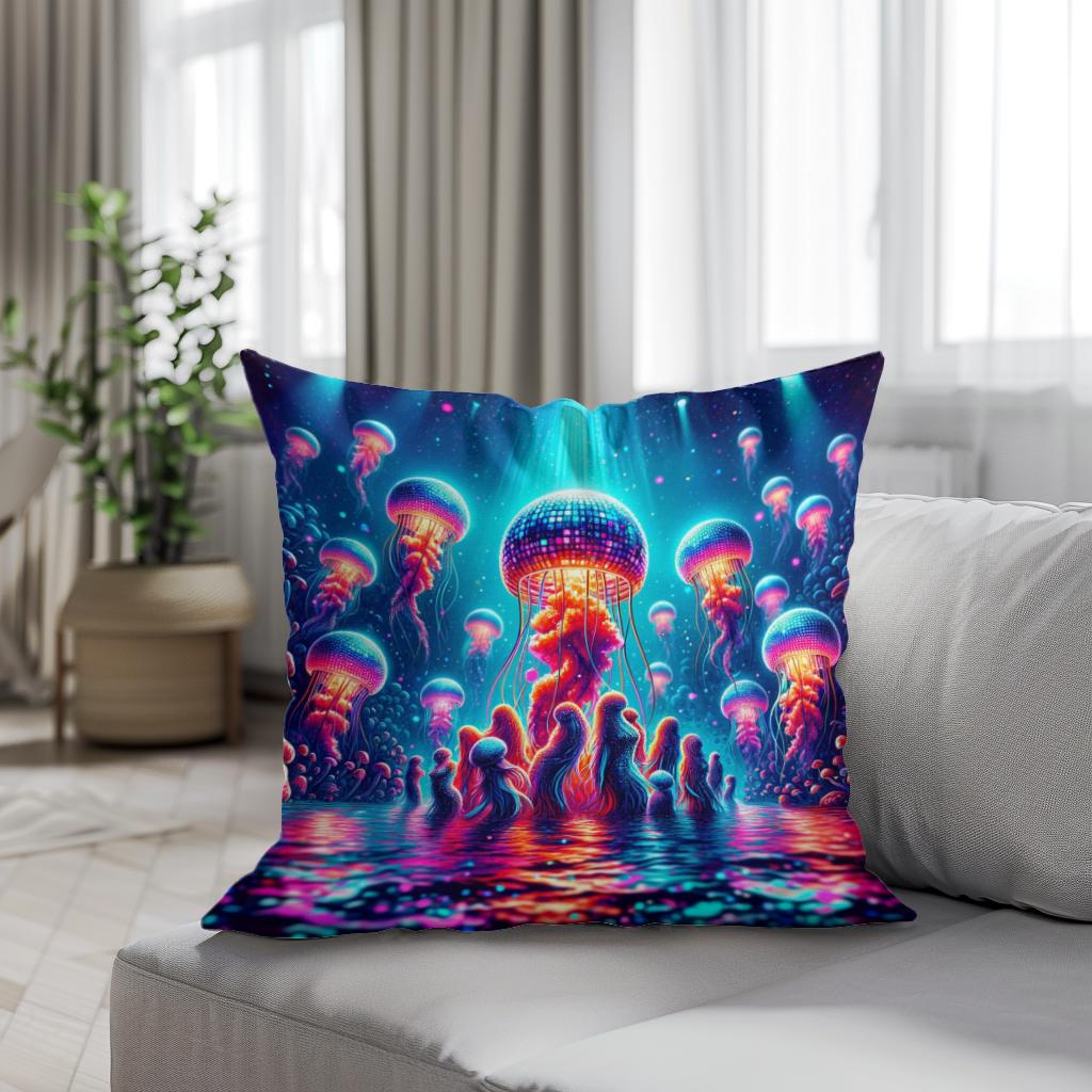 Neon Waves Cotton Cushion
