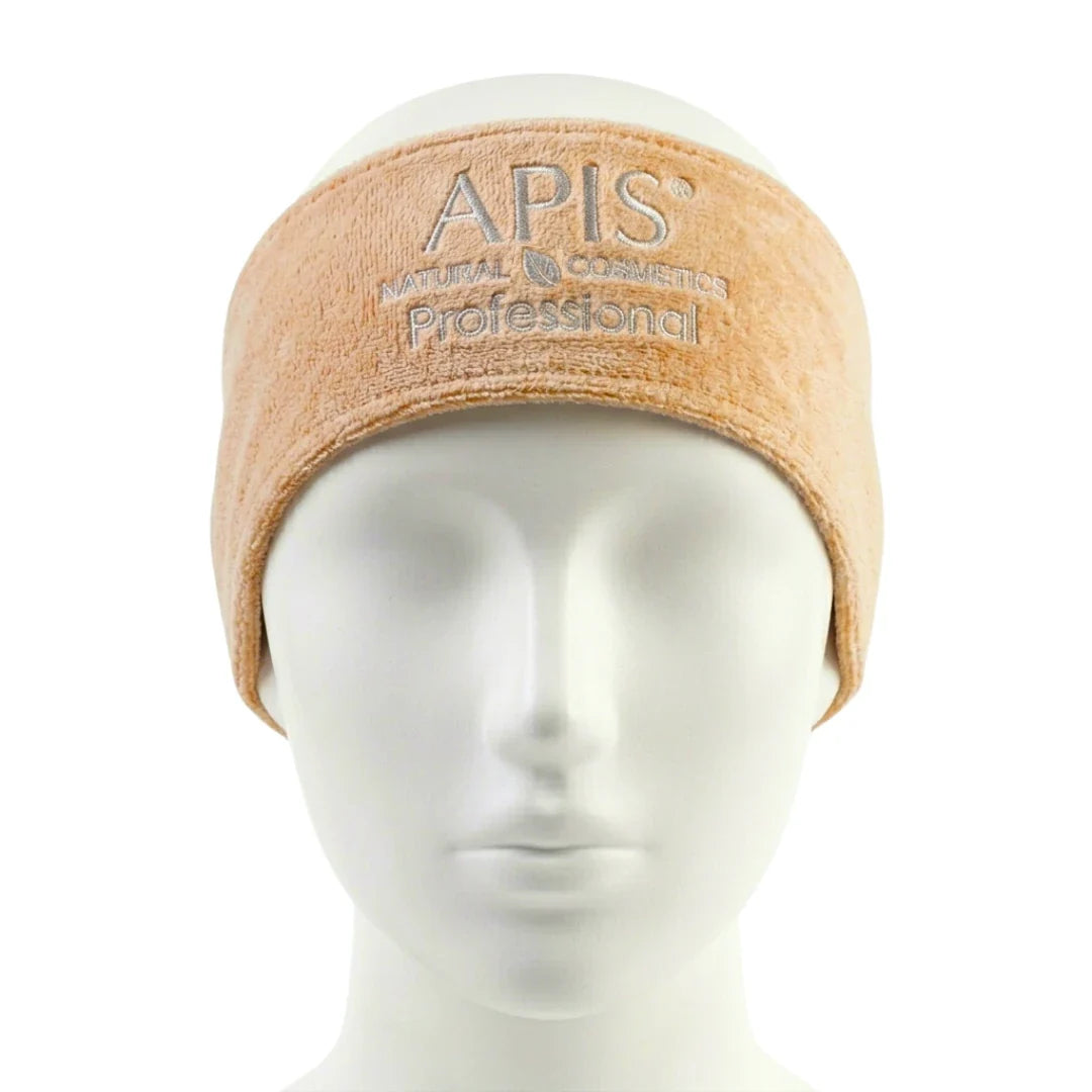 Apis Beige Velour Cosmetic Headband with Logo | Beauty Accessory