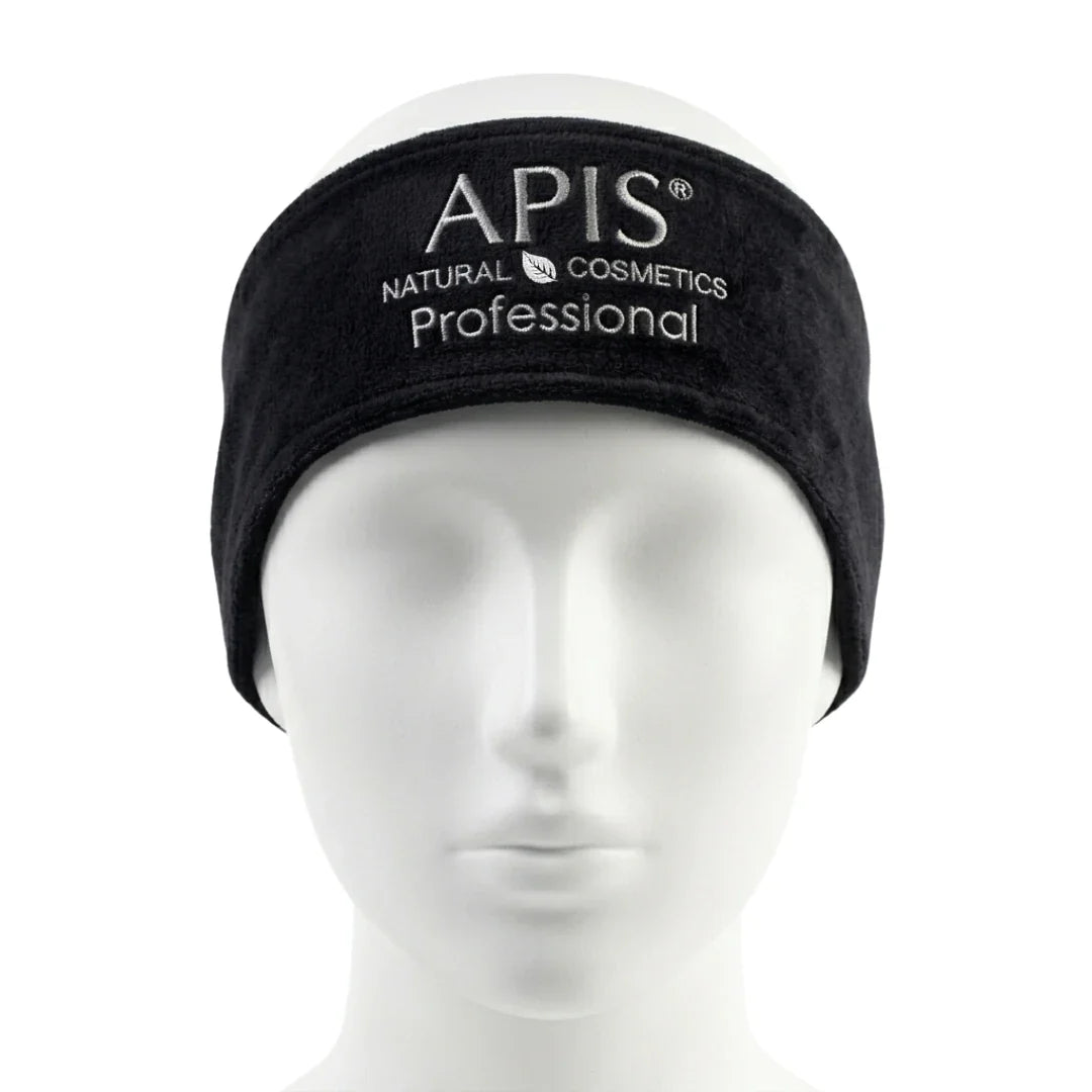 Apis Black Velour Cosmetic Headband with Logo | Beauty Accessory