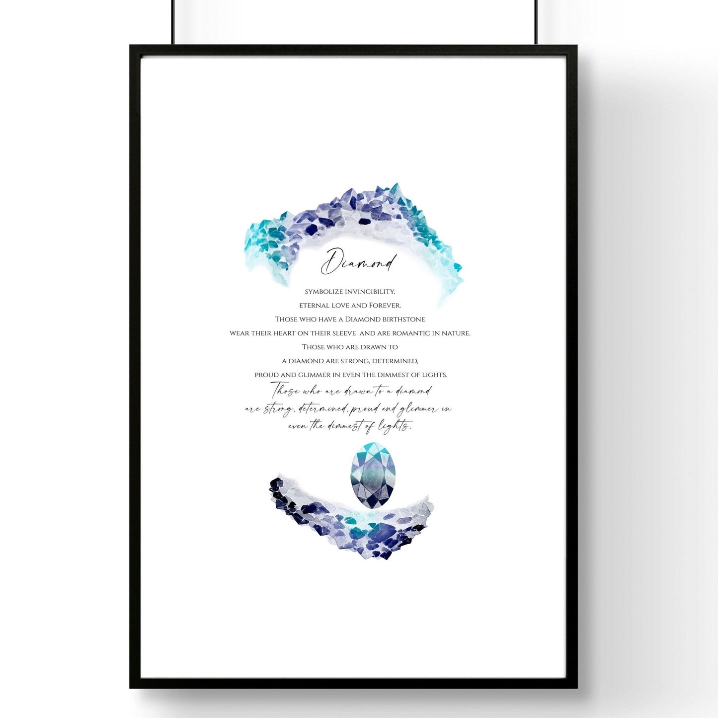 April Diamond Birthstone wall art print