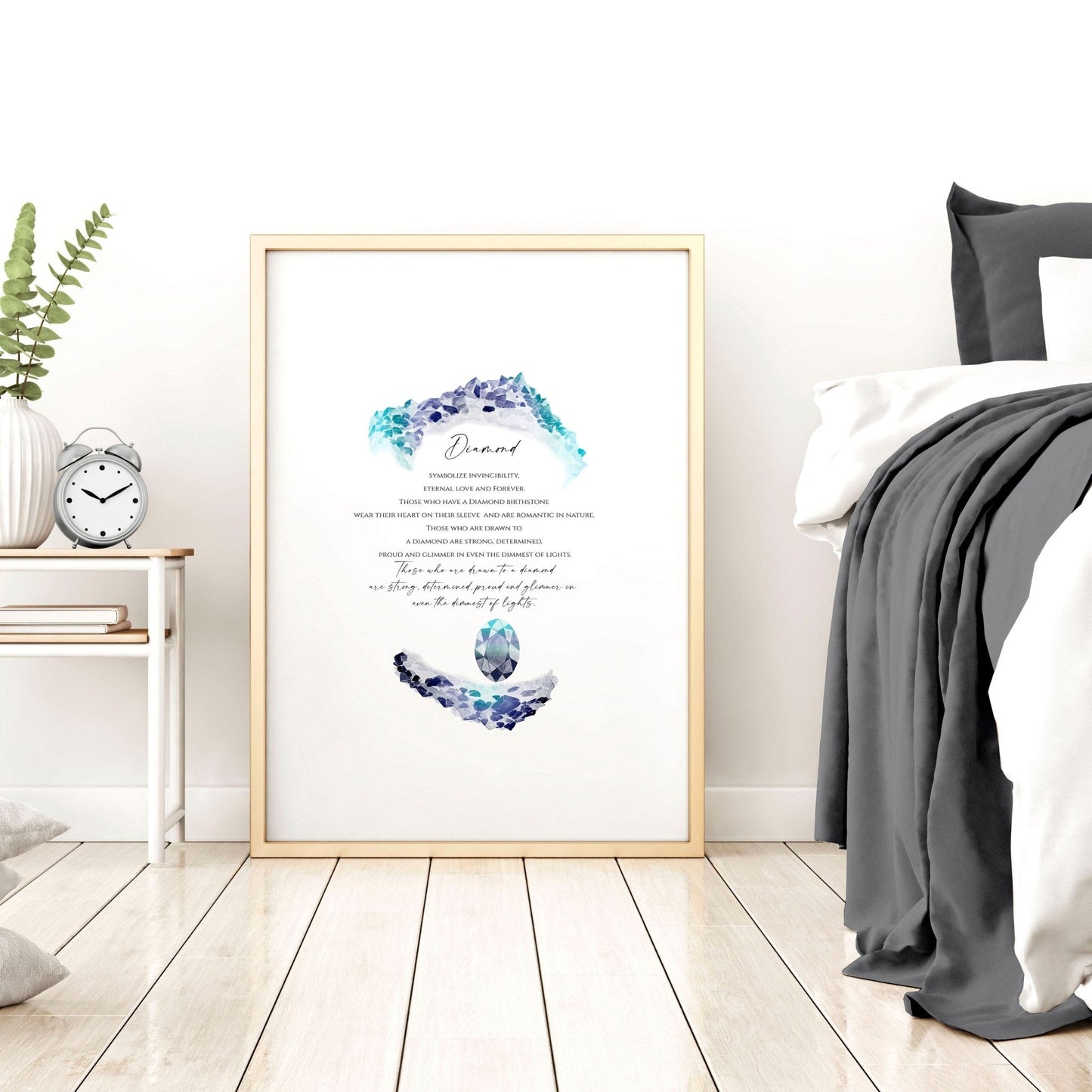 April Diamond Birthstone wall art print