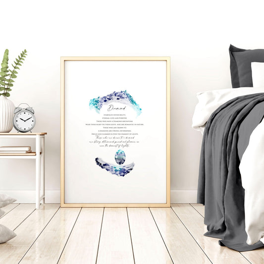 April Diamond Birthstone wall art print