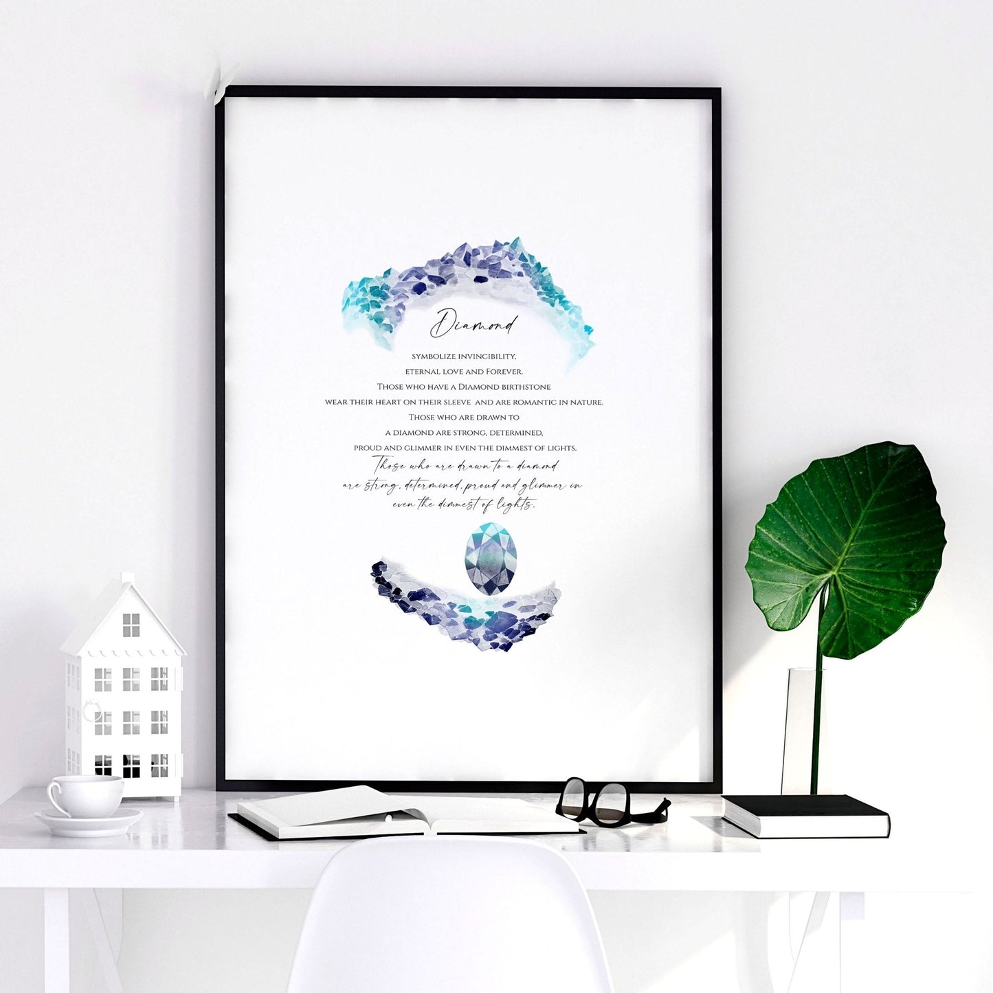April Diamond Birthstone wall art print