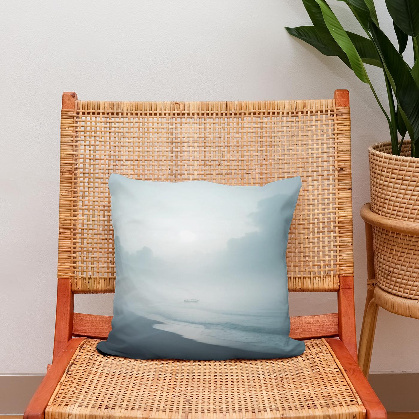 Coastal Fog Cotton Cushion