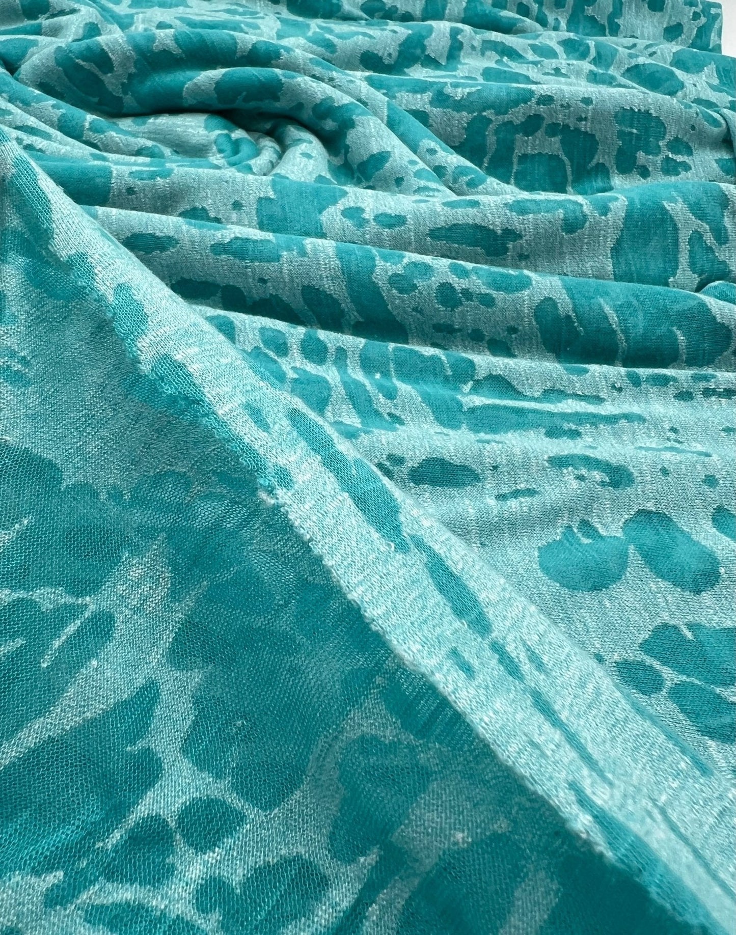 Aqua Blue Burnout 2 Way Stretch Fabric