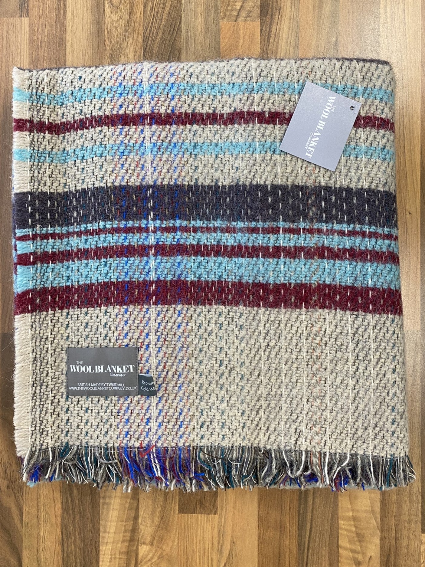 Large Checked Random Recycled Wool Blanket