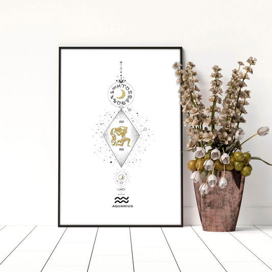 Aquarius constellation wall art print | Zodiac horoscope sign