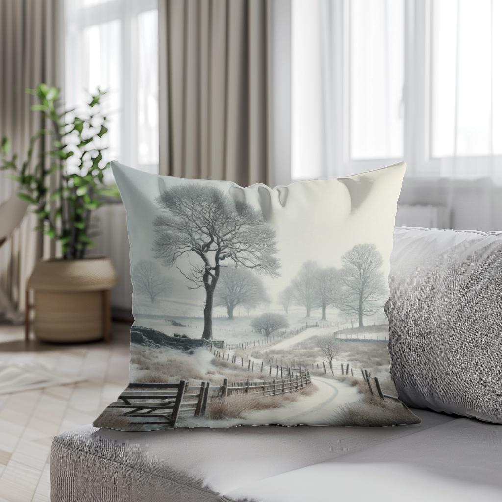 Winter Countryside Cotton Cushion
