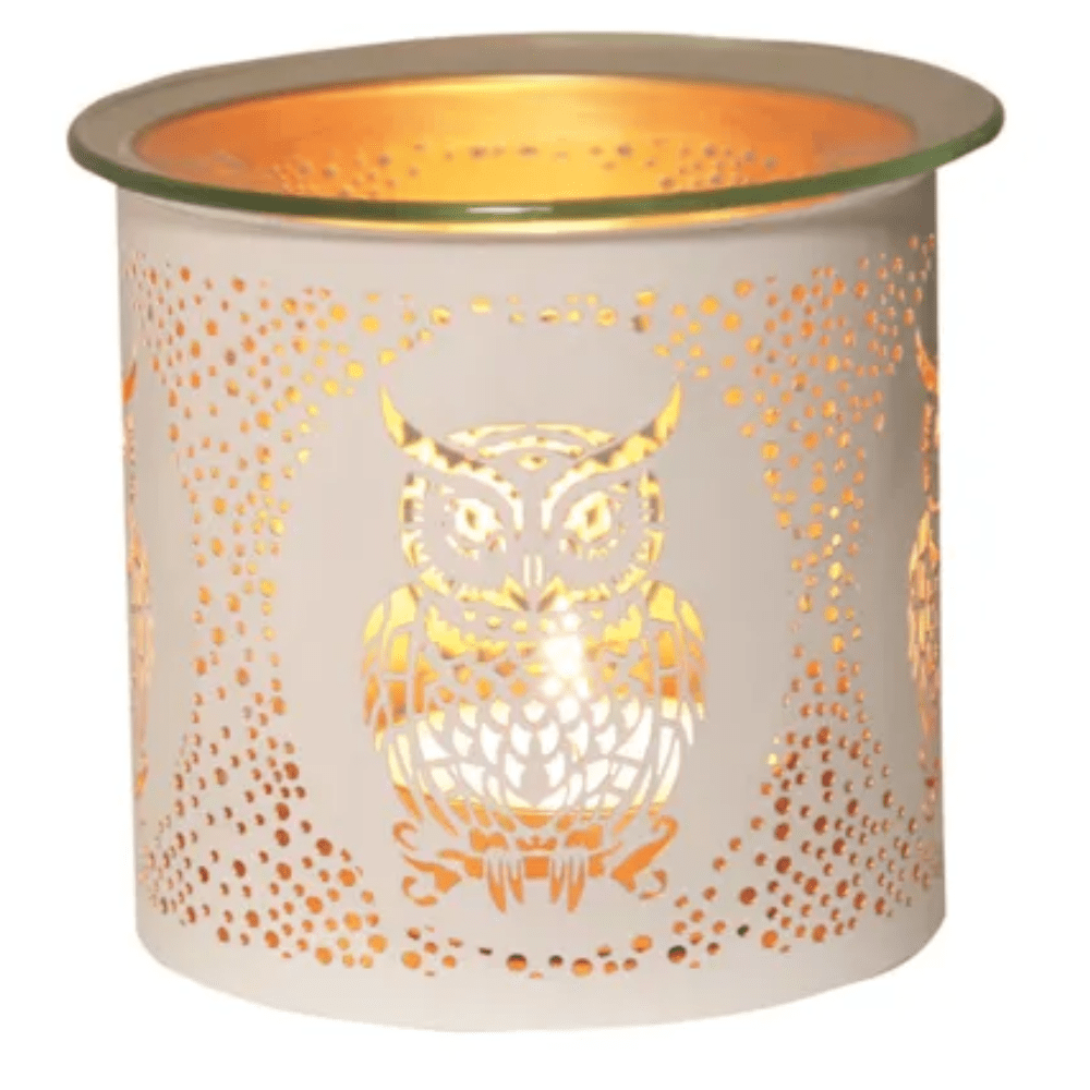 Aroma White Owl Metal Jar Sleeve & Wax Melt Warmer