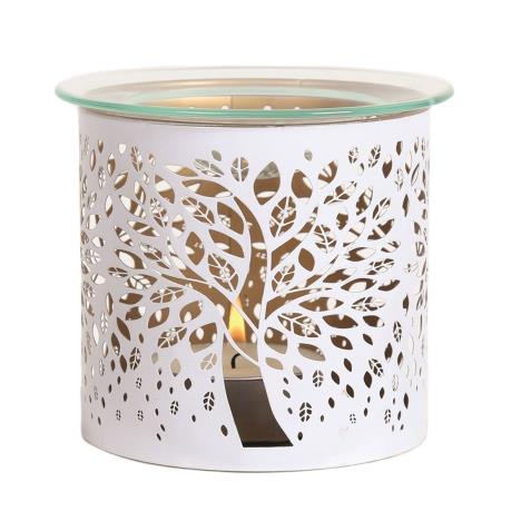 Aroma White Tree of Life Metal Jar Sleeve & Wax Melt Warmer