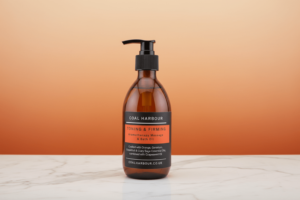 Aromatherapy Massage and Bath Oil - Toning & Firming With Orange, Grapefruit, Geranium & Clary Sage Essential Oils