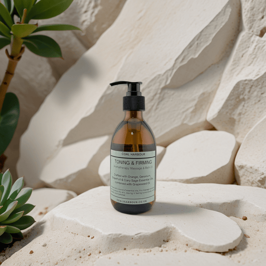 Aromatherapy Massage and Bath Oil - Toning & Firming With Orange, Grapefruit, Geranium & Clary Sage Essential Oils