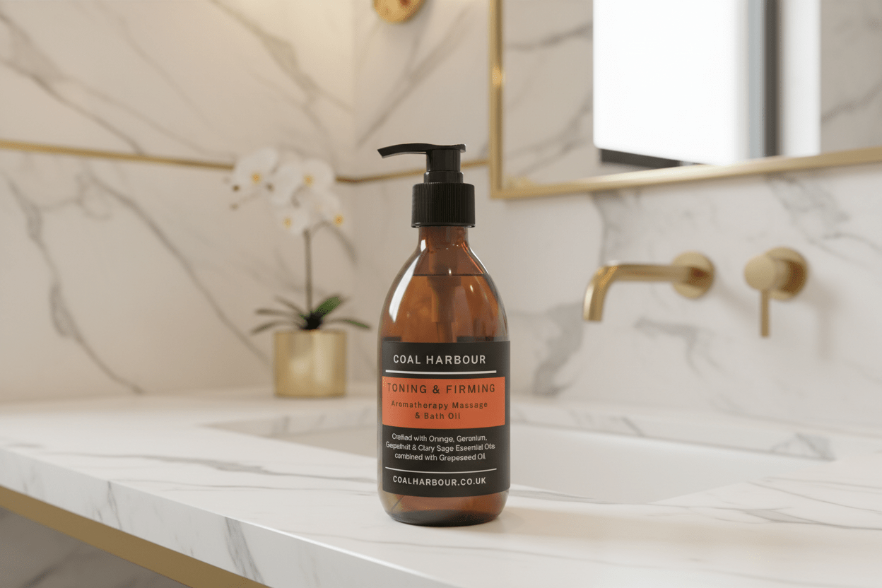 Aromatherapy Massage and Bath Oil - Toning & Firming With Orange, Grapefruit, Geranium & Clary Sage Essential Oils